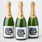 Angry Rottweiler Dog – Bold Guard Dog Artwork Sparkling Wijnetiket (Flessen)