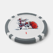 Angry Santa grey 1 gestreepte poker chip (Enkel)