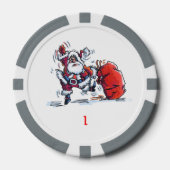 Angry Santa grey 1 gestreepte poker chip (Voorkant)