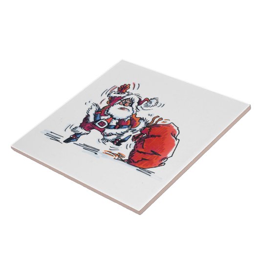 Angry Santa grote keramische tegel Tegeltje (Zijkant)