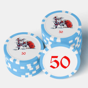 Angry Santa licht blauw 50 gestreepte poker chip