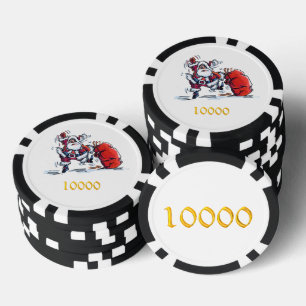 Angry Santa zwart goud 10000 gestreepte poker chip