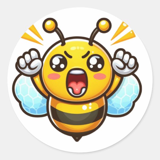 Angry Schattige Bee Ronde Sticker (Voorkant)