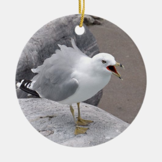 Angry Seagull Keramisch Ornament (Voorkant)