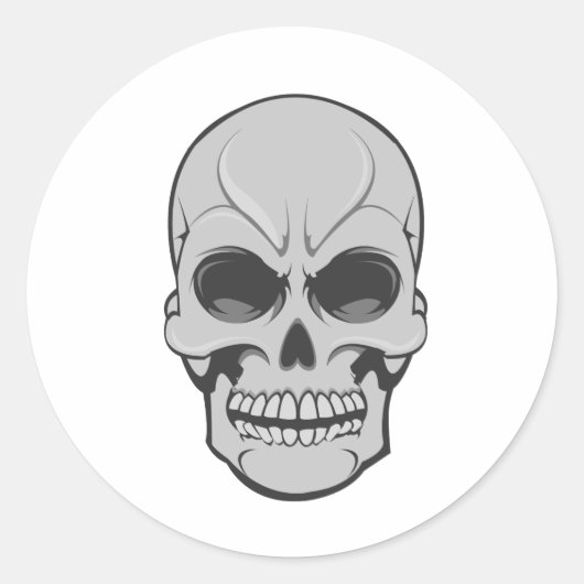 Angry Skull: Vectorillustratie: Ronde Sticker (Voorkant)