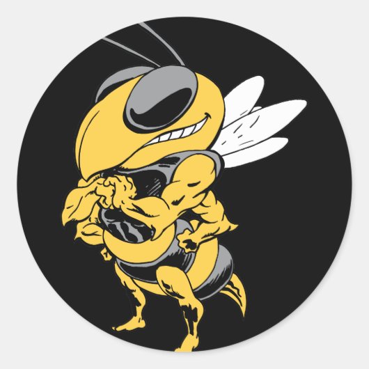 Angry Super Bee Ronde Sticker (Voorkant)