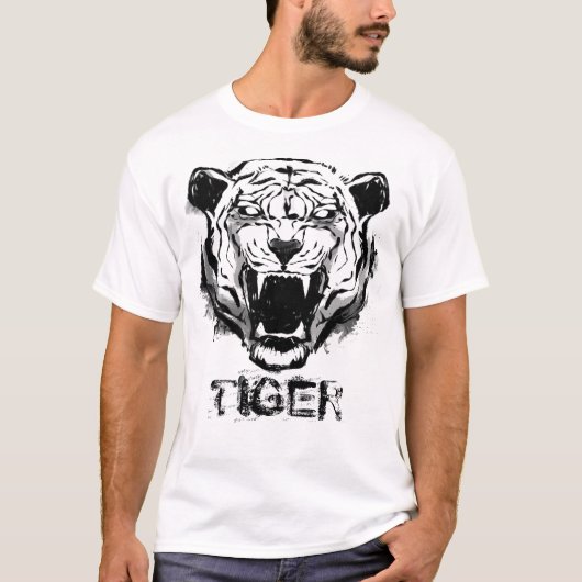 Angry Tiger Monochrome T-shirt (Voorkant)