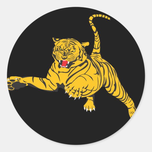 Angry Tiger Ronde Sticker (Voorkant)