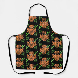 Angry Tiki Face Print Schort