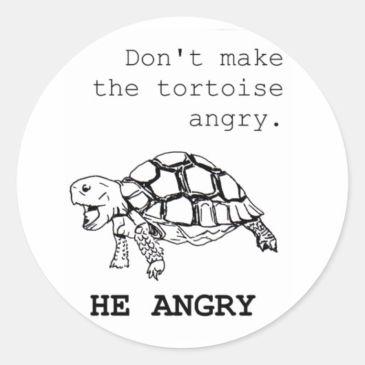 Angry Tortoise Drawing Ronde Sticker (Voorkant)