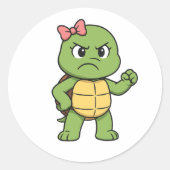 Angry turtle ronde sticker (Voorkant)