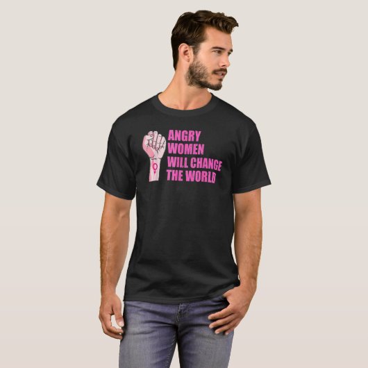 Angry Vrouwen veranderen de wereld-pro-Choice Femi T-shirt (Voorkant volledig)
