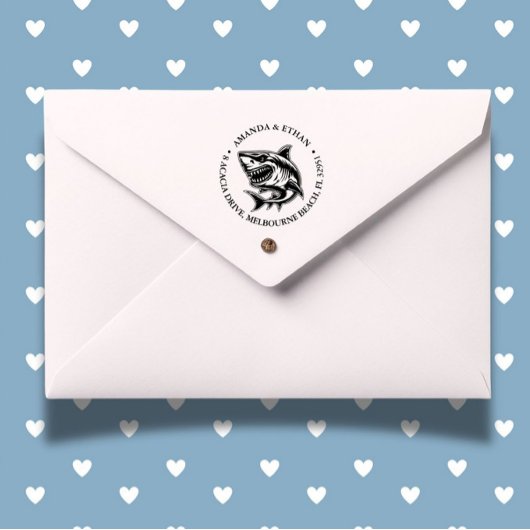 Angry White Shark thema Zelfinktende Stempel