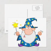 Angry Wizard Wachten met Magic Wand Briefkaart (Voorkant / Achterkant)