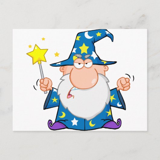 Angry Wizard Wachten met Magic Wand Briefkaart (Voorkant)