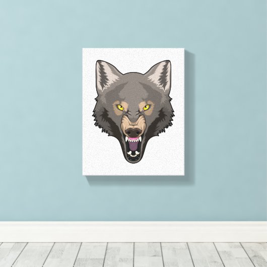 Angry Wolf Canvas Afdruk (Insitu (Houten vloer))