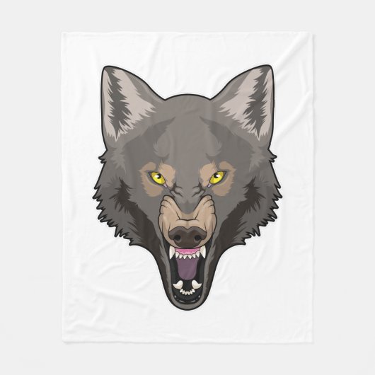 Angry Wolf Fleece Deken (Voorkant)