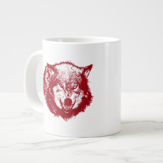Angry Wolf in Red Extra Grote Beker (Voorkant links)
