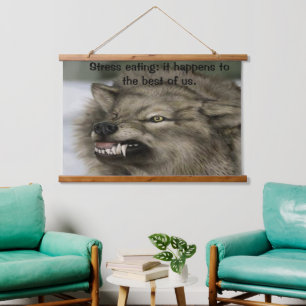 Angry wolf met zijn tanden... hangend wandkleed
