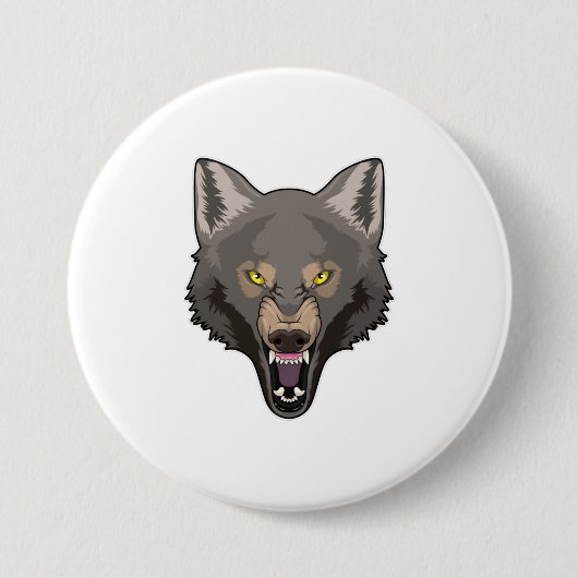 Angry Wolf Ronde Button 7,6 Cm (Voorkant)