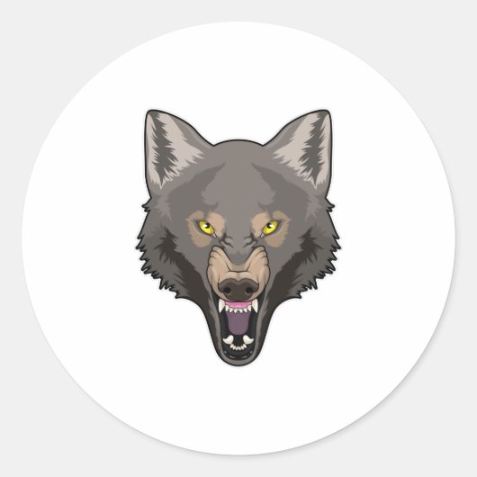 Angry Wolf Ronde Sticker (Voorkant)
