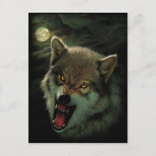 Angry Wolf schilderij Briefkaart