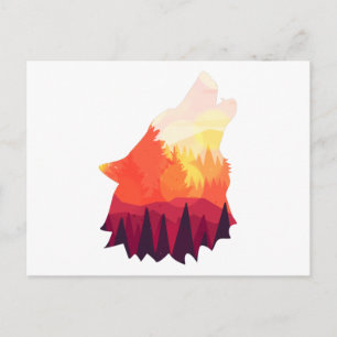 Angry wolf tekening briefkaart