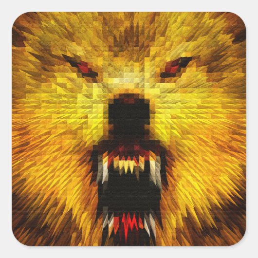 Angry Wolf Vierkante Sticker (Voorkant)