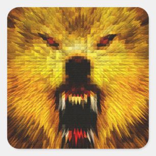 Angry Wolf Vierkante Sticker