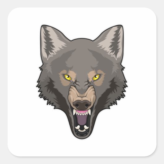 Angry Wolf Vierkante Sticker (Voorkant)