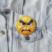 Angry Yellow 3D Effect Emoji Ronde Button 7,6 Cm (In situ)