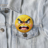 Angry Yellow 3D Effect Emoji Ronde Button 7,6 Cm (In situ)
