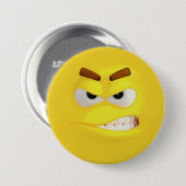 Angry Yellow 3D-effect Emoji Ronde Button 7,6 Cm (Voorkant /achterkant)