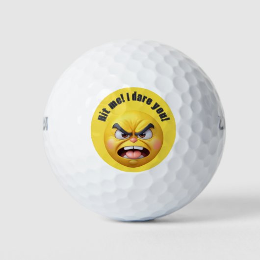Angry Yellow 3D Emoji Personaliseren Golfballen (Voorkant)