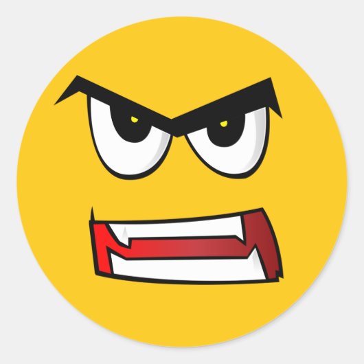 Angry Yellow Emoji Ronde Sticker (Voorkant)