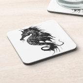 Angry Zee Horse in Black Onderzetter (Linkerzijde)