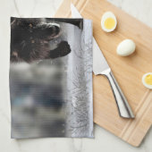 Angry zwarte wolf theedoek (Quarter Fold)