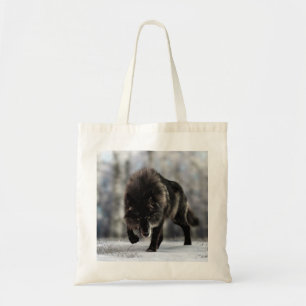 Angry zwarte wolf tote bag