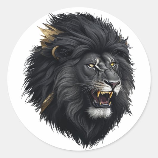 Angst, de zwarte leeuw ronde sticker (Voorkant)