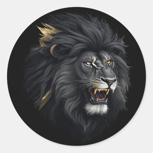 Angst, de zwarte leeuw ronde sticker (Voorkant)