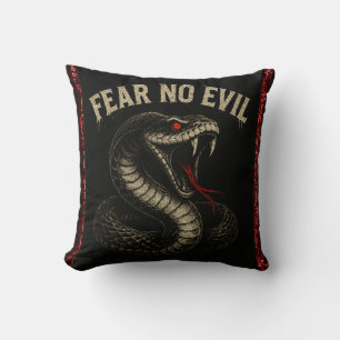 ANGST GEEN KWAAD – Fierce Black Cobra Snake Graphi Kussen