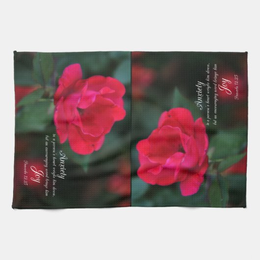 Angst in het hart -Joy Roos vers van Spreuken Theedoek (Horizontaal)