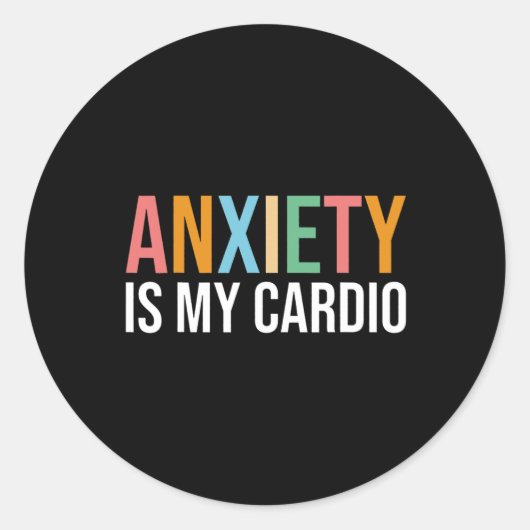 Angst is mijn cardio retro mentaal gezondheidsbewu ronde sticker (Voorkant)