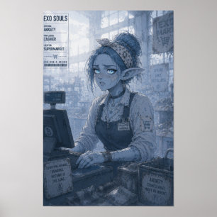 Angst / Kassière / Supermarktposter Poster