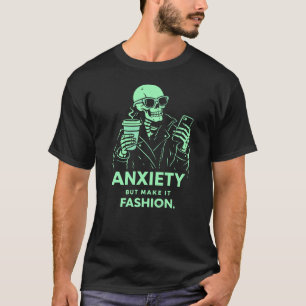 Angst Maar Dan Met Mode Skelet Donker Rand T-shirt