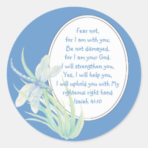 Angst niet, Isaiah Scripts Dragonfly Blue, Green Ronde Sticker