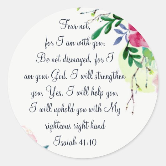 Angst niet, Isaiah Scripts Floral Waterverf Art Ronde Sticker (Voorkant)
