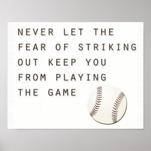 angst om inspirerend moderne honkbal uit te slaan poster