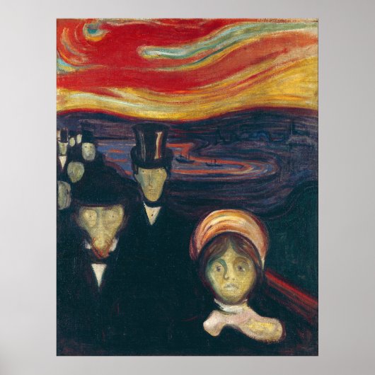 Angst van Edvard Munch - kunst Poster (Voorkant)