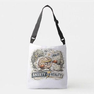 Angst versus Realiteit Grappige Mentale Gezondheid Crossbody Tas